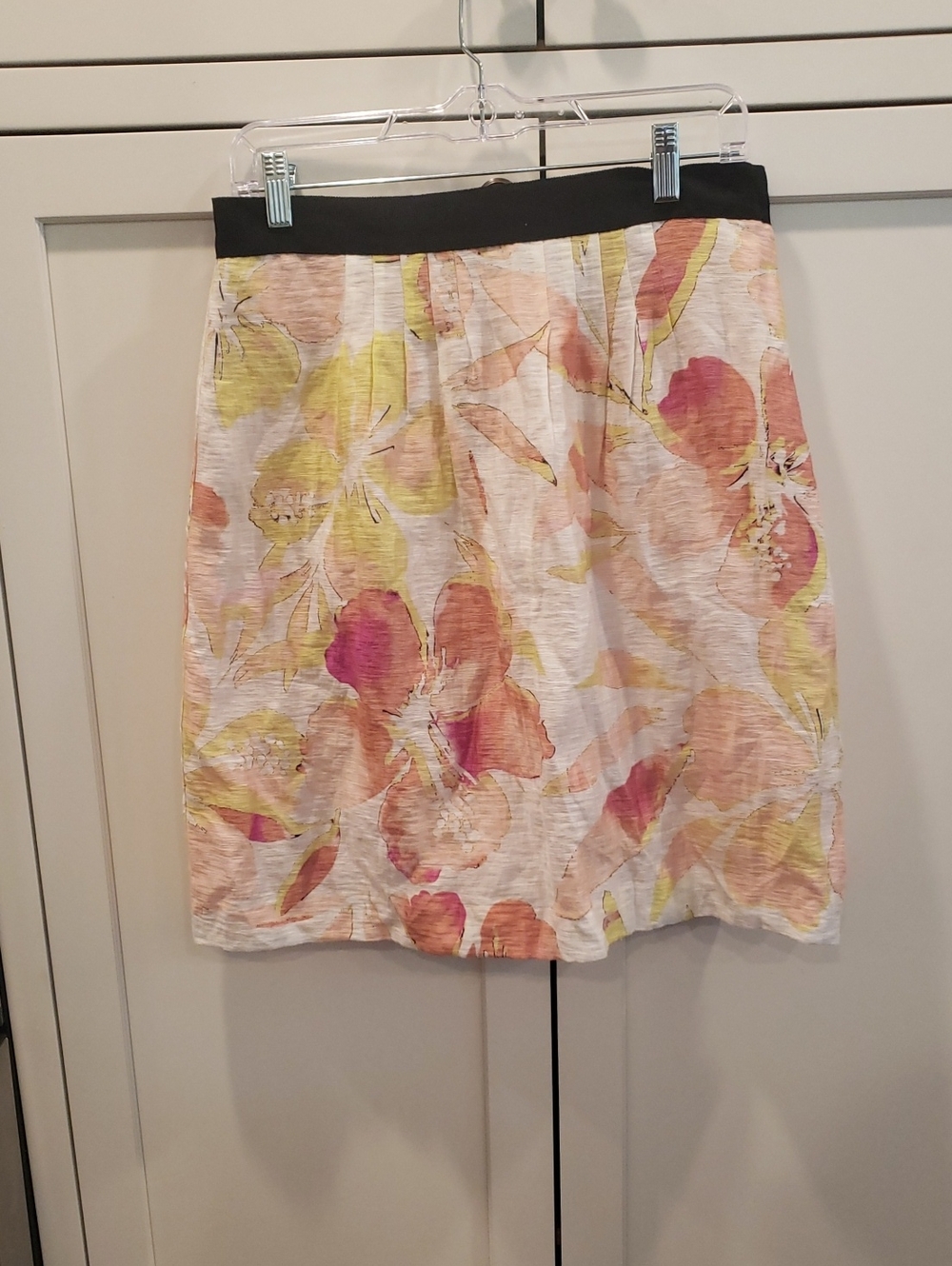 LOFT Floral Mini Skirt with Black Waistband